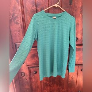 ZYIA Teal Chill Fitted Long Sleeve T-Shirt with Ribbed Texture, size Large